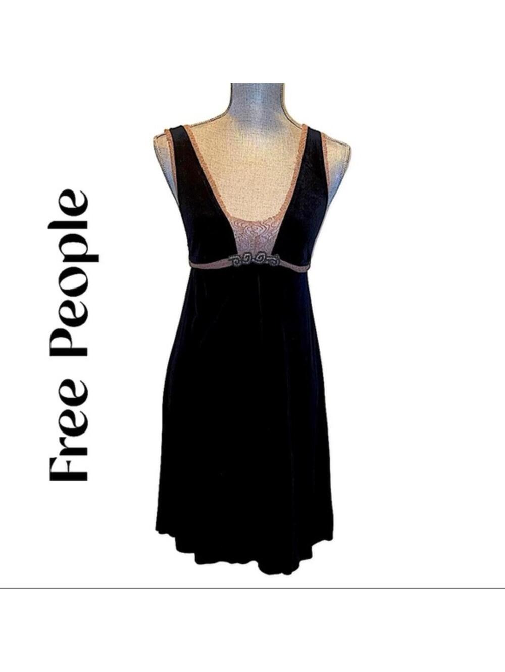 Black Free People Velour Dress Size Small